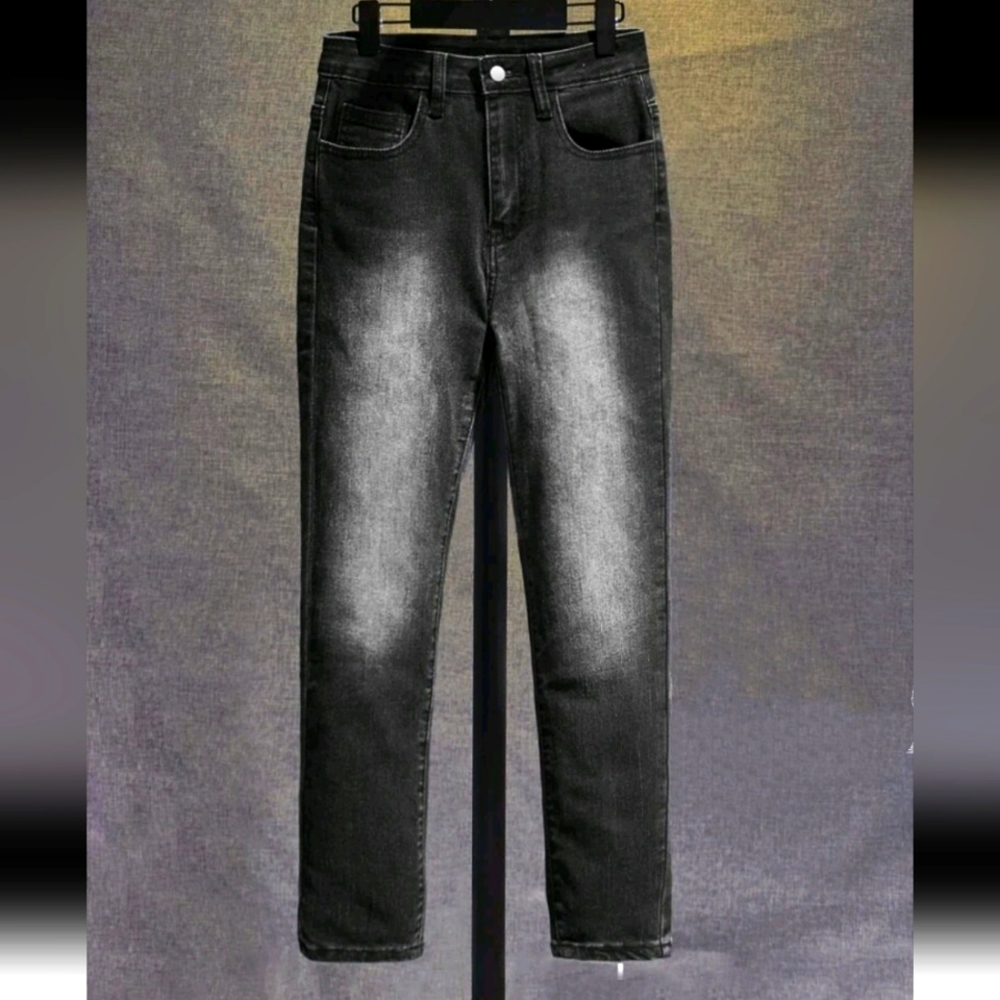 Boys Dark Grey Bleach Wash Jeans